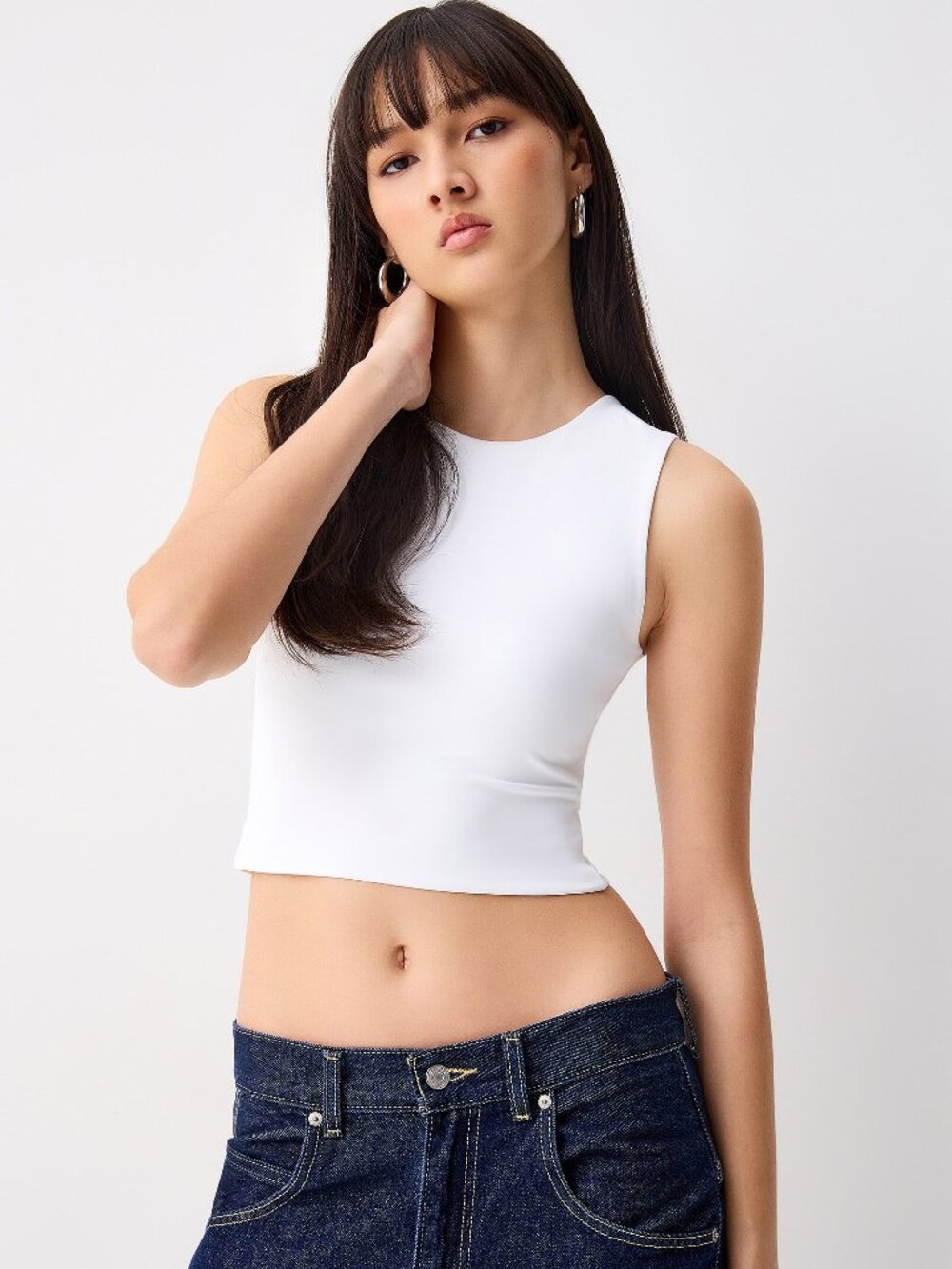 Twik Second skin cropped cami in white